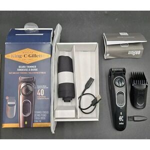 King C Gillette Beard TRIMMER Set Precision Wheel w/2 Interchangeable Combs